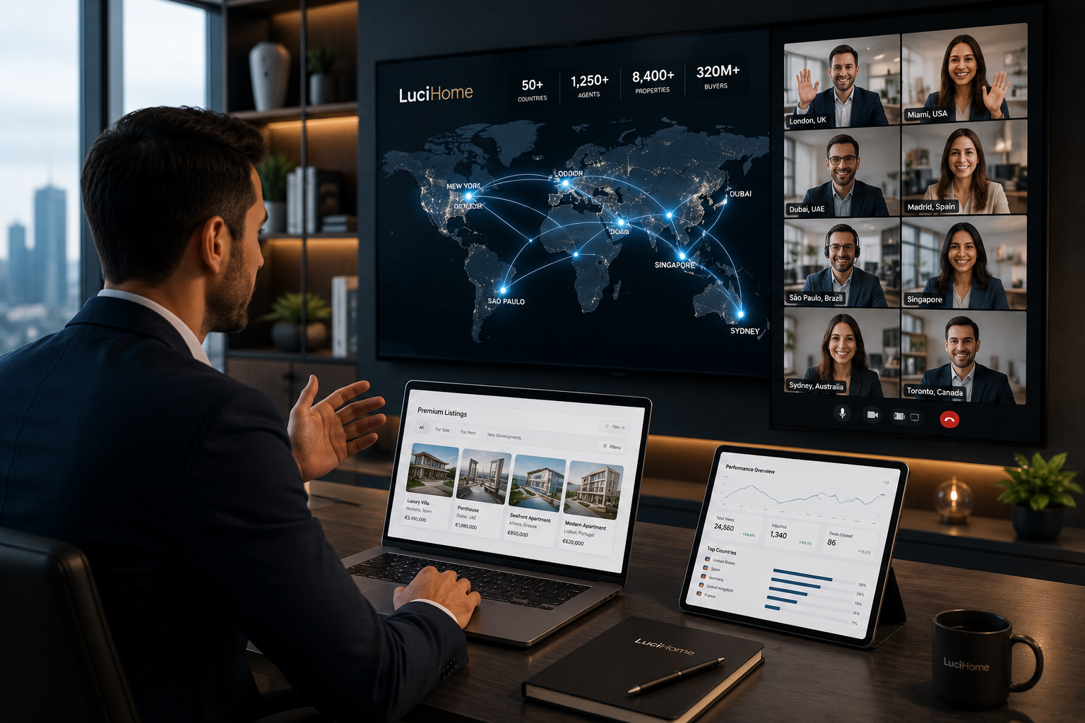 LuciHome agent working across a global network of listings and collaborations